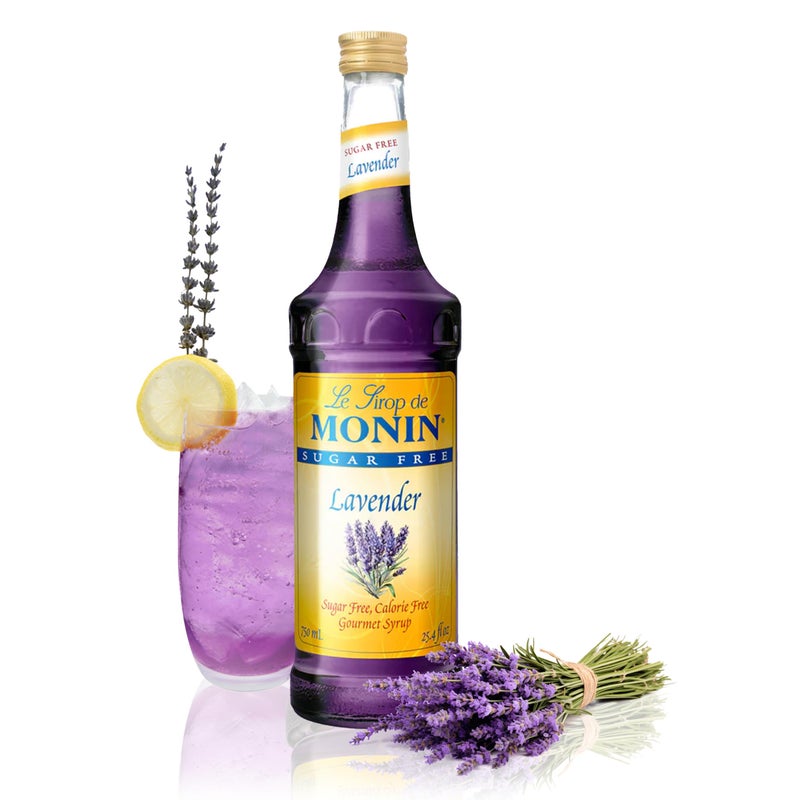 Monin - Sugar Free Lavender Syrup, Aromatic and Floral, Natural Flavors, Great for Cocktails, Lemonades, and Sodas, Non-GMO, Gluten-Free (Glass, 750 mL) - Image 1